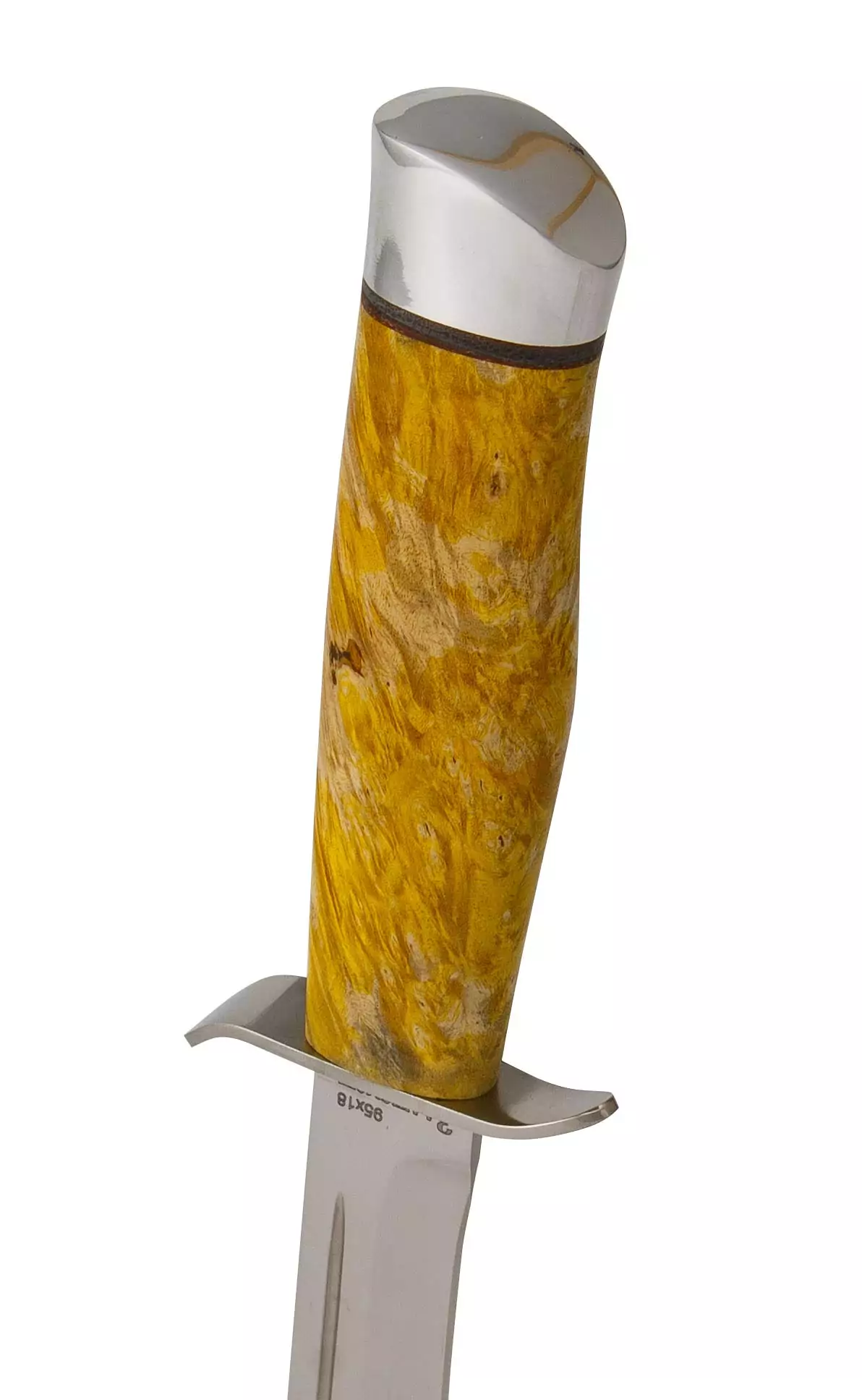 Нож Разведчика (сталь 95x18, Ручка кап клена стаб. Желтыйал.) 0З-00007300 (5)