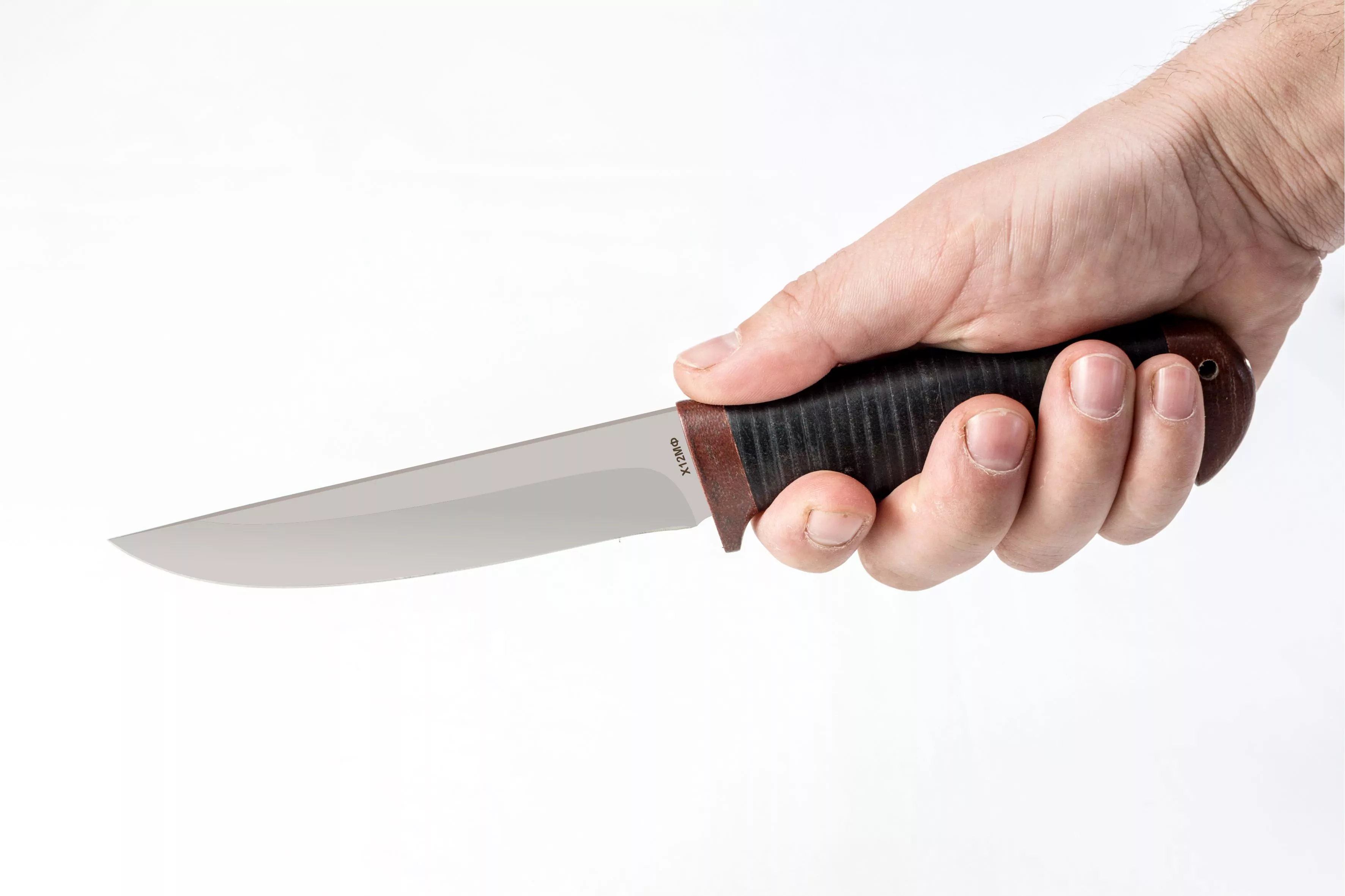 Нож  Турист сталь Х12МФ, кожа-текст. белый_4